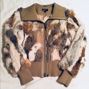 BLACK RIVET FUR BOMBER JACKET